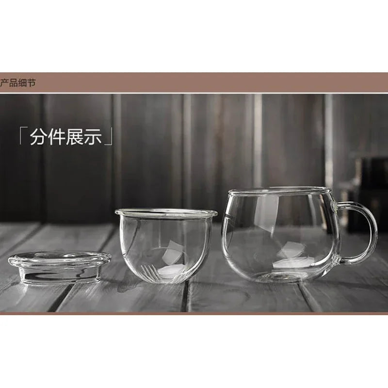 Transparent Glass Tea Cup with Lid