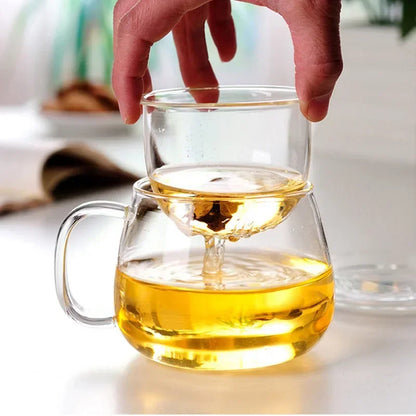 Transparent Glass Tea Cup with Lid