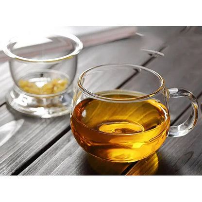 Transparent Glass Tea Cup with Lid