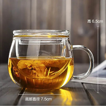 Transparent Glass Tea Cup with Lid