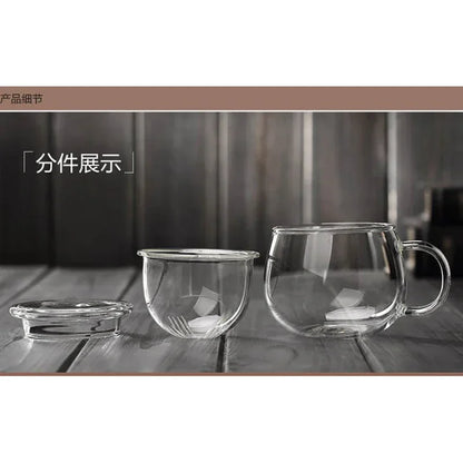 Transparent Glass Tea Cup with Lid